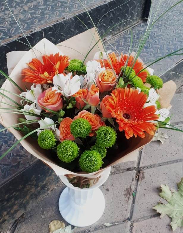Букет цветов из: Герберы, Хризантемы, Альстромерии и Розы в Озинках