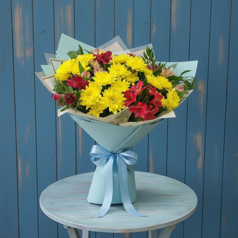 Букет цветов из: Альстромерии и Хризантемы в Озинках