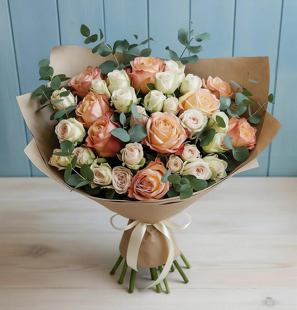 Букет цветов из: Альстромерии и Розы в Озинках