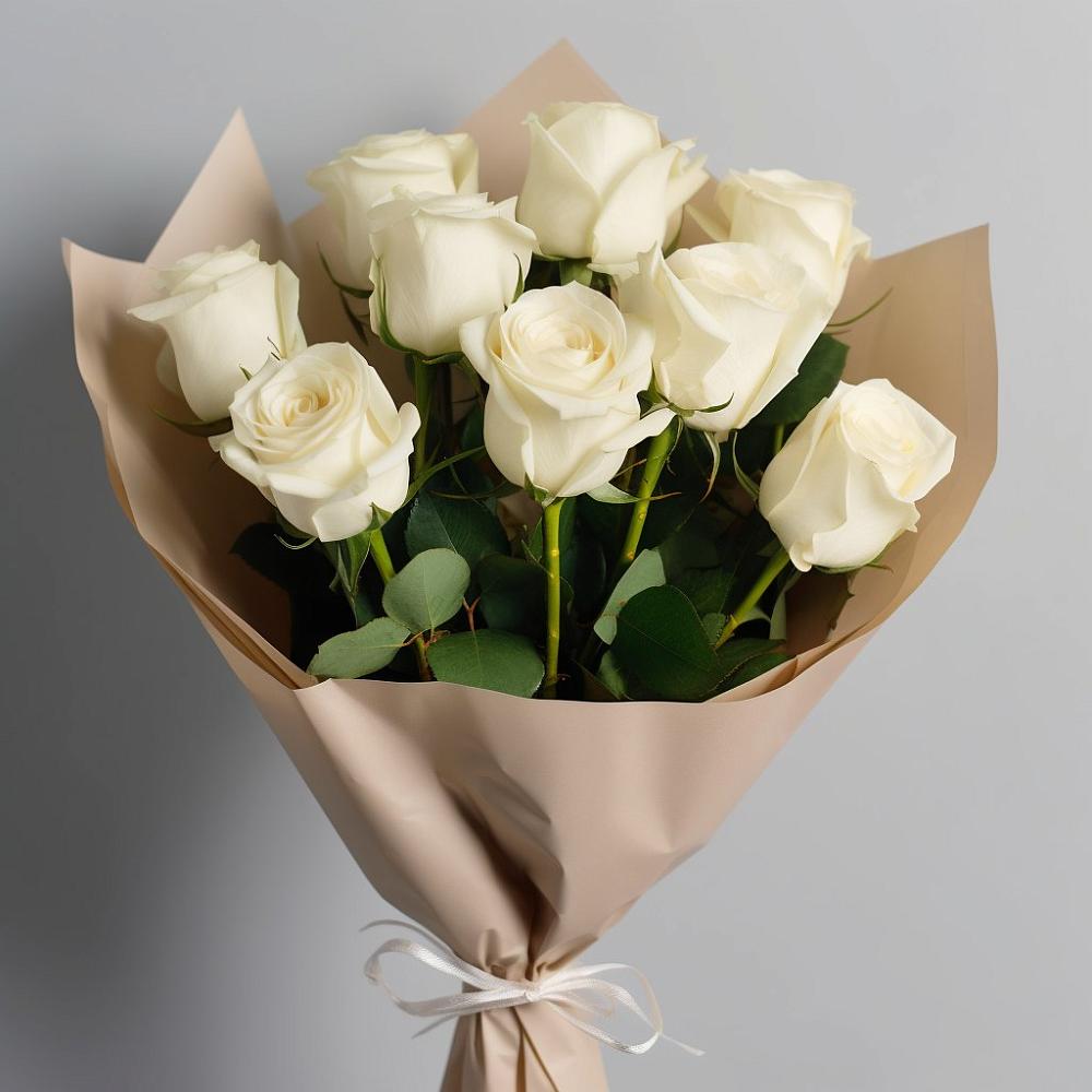 Букет 9 Белых роз Эдлесс Лав в Озинках