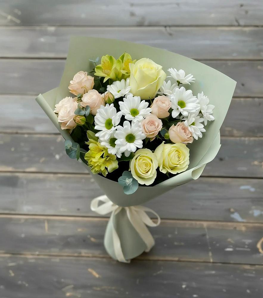 Букет цветов из: Альстромерии, Розы и Хризантемы в Озинках