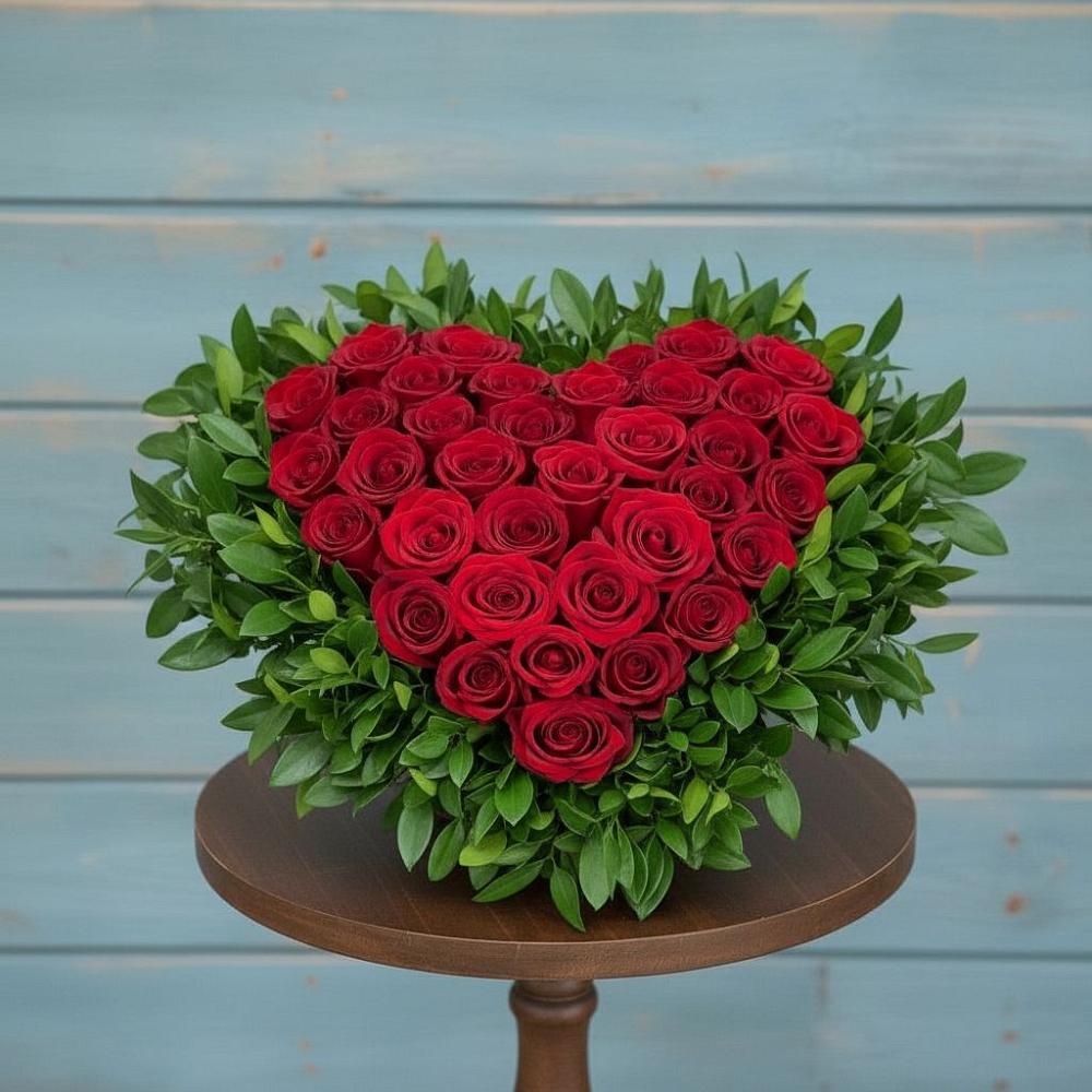 Цветочная композиция из Розы в виде сердца в Озинках