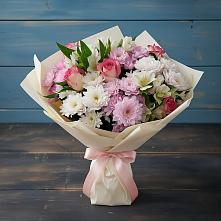Букет цветов из:  Хризантемы, Альстромерии и Розы в Озинках