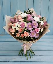 Букет цветов из:  Хризантемы, Розы и Альстромерии в Озинках