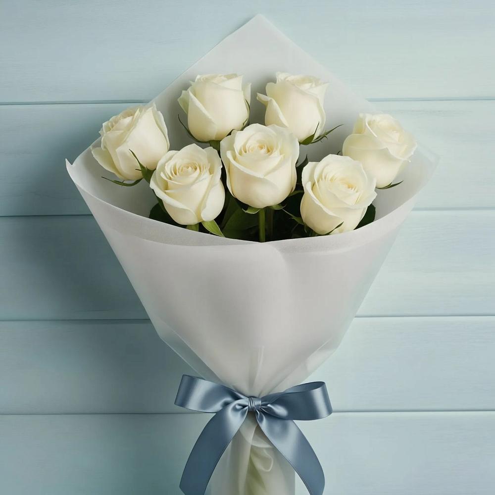 Букет 7 Белых роз Эдлесс Лав в Озинках